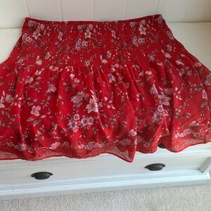 Max Studio Red Ruffled Bubble Mini Skirt